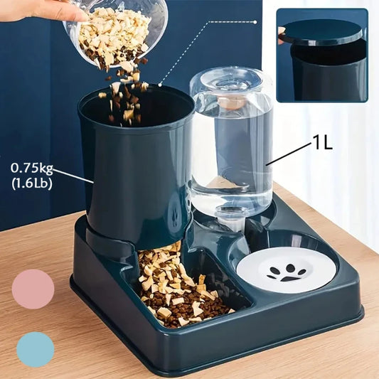 Automatic Pet Feeder Water Dispenser Set 2 In 1 Tilted Automatic Pet Food And Water Feeder Gravity Food Feeder and Waterer
